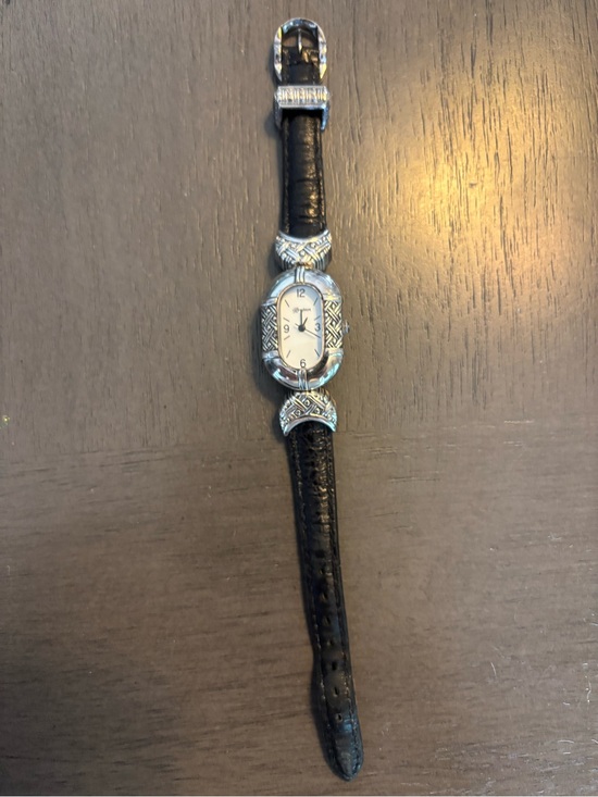 Brighton Jewelry - Brighton Decorative Oval Face Watch with reversible Black/brown Leather Strap